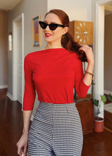 1950s Bardot Top - Red