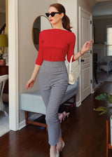 1950s Bardot Top - Red
