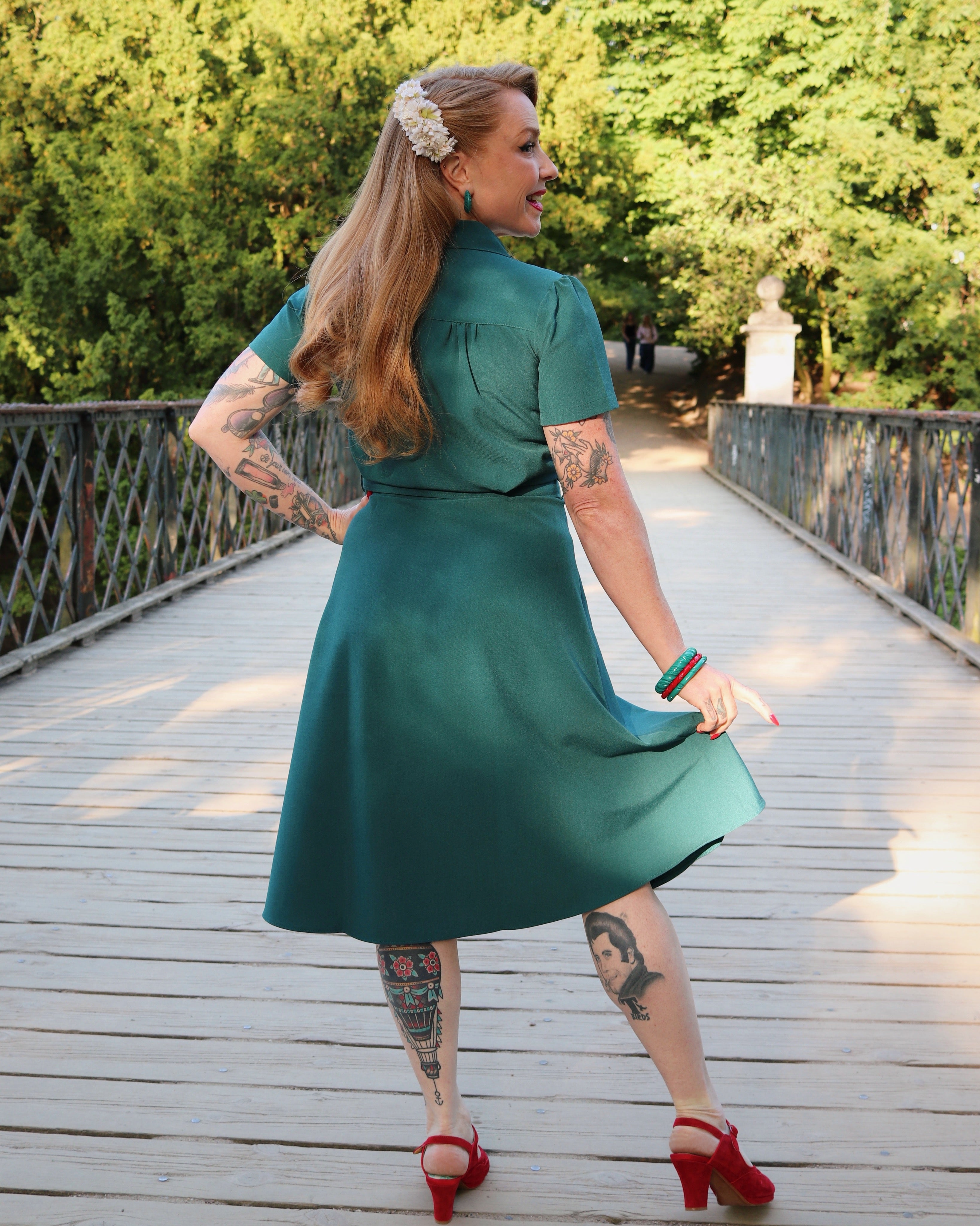 1940s Shirt Dress - Teal