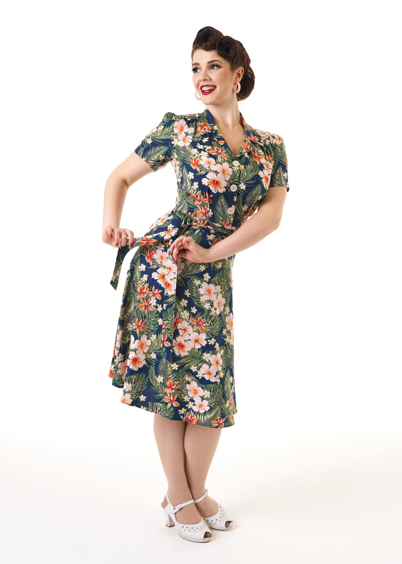 1940s Shirt Dress - Tiki