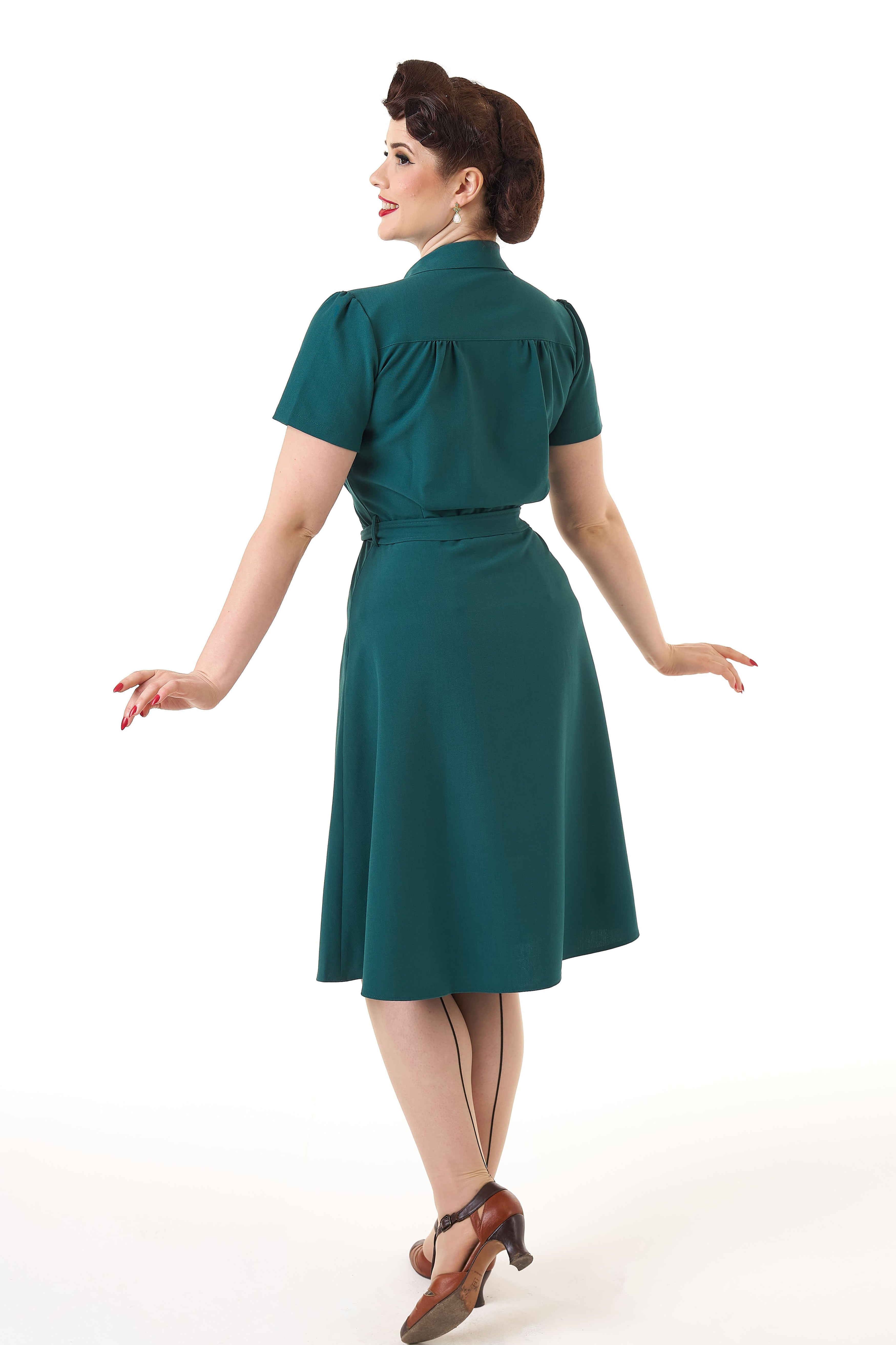 1940s Shirt Dress - Teal