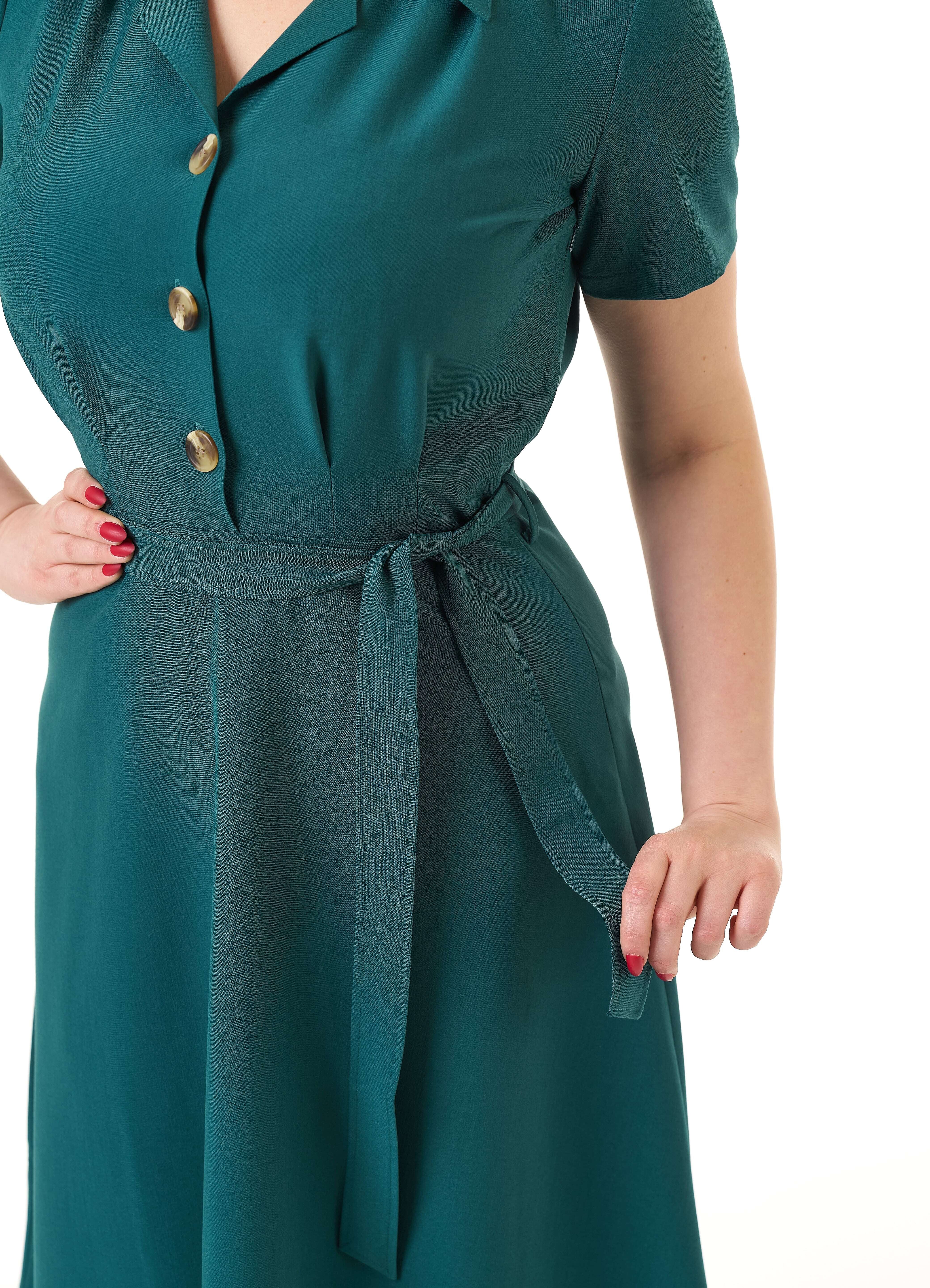Pretty 40s Shirt Dress - Teal