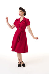 Pretty 40s Shirt Dress - Red
