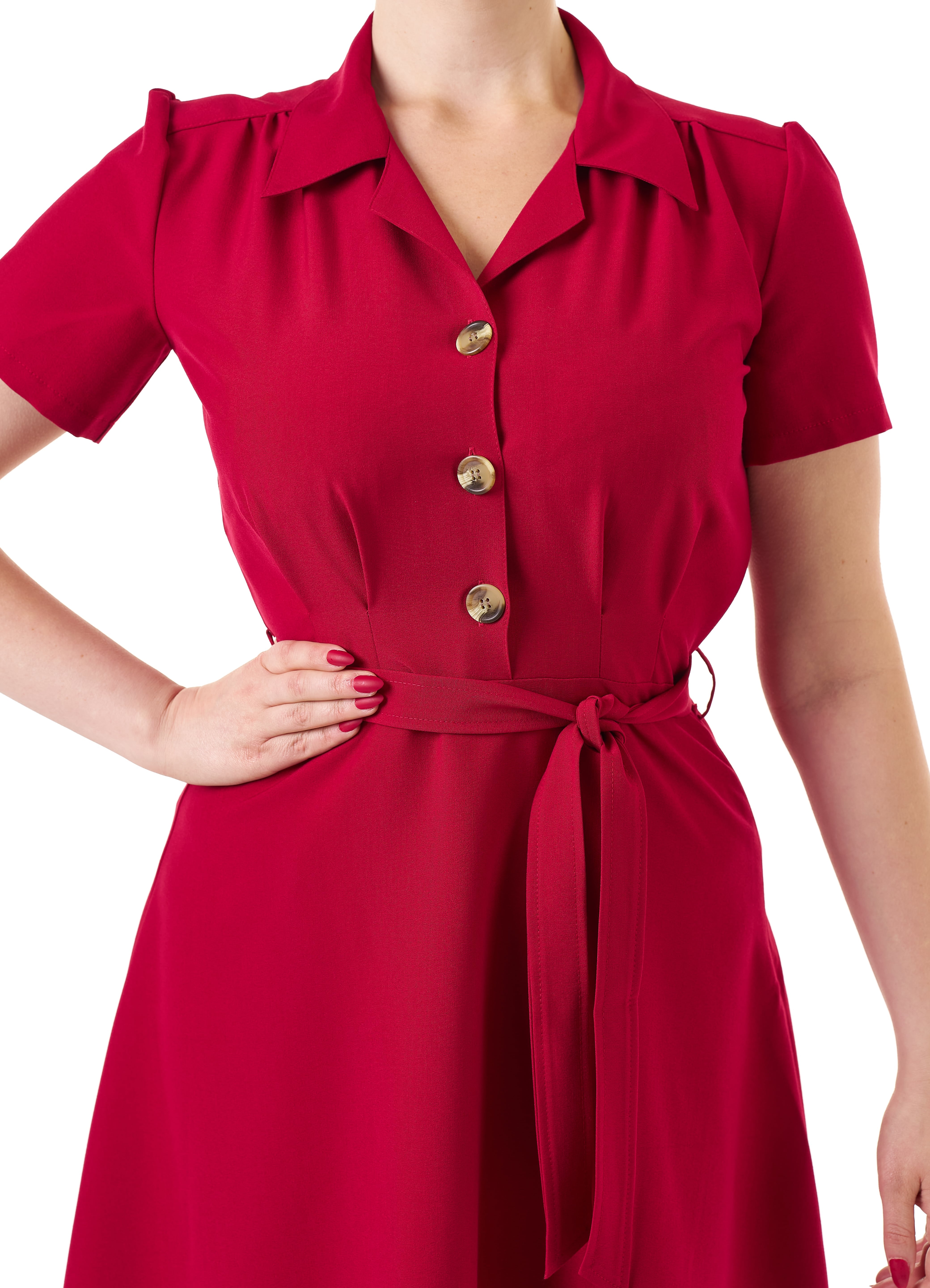 Pretty 40s Shirt Dress - Red