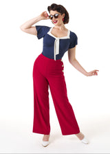 Pretty 1940s Wide Leg Trousers in Red