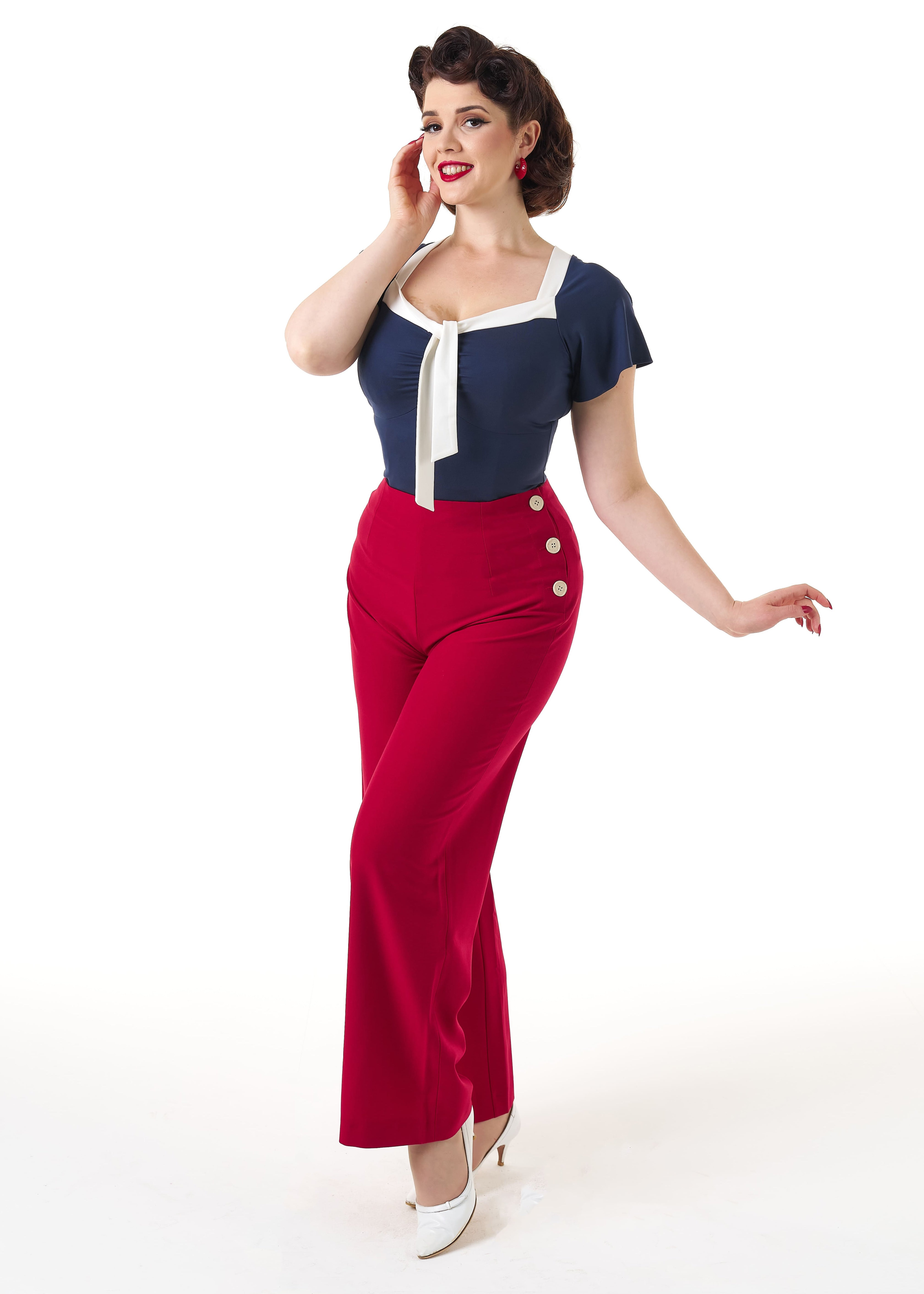 Pretty 1940s Wide Leg Trousers in Red