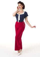 Pretty 1940s Wide Leg Trousers in Red
