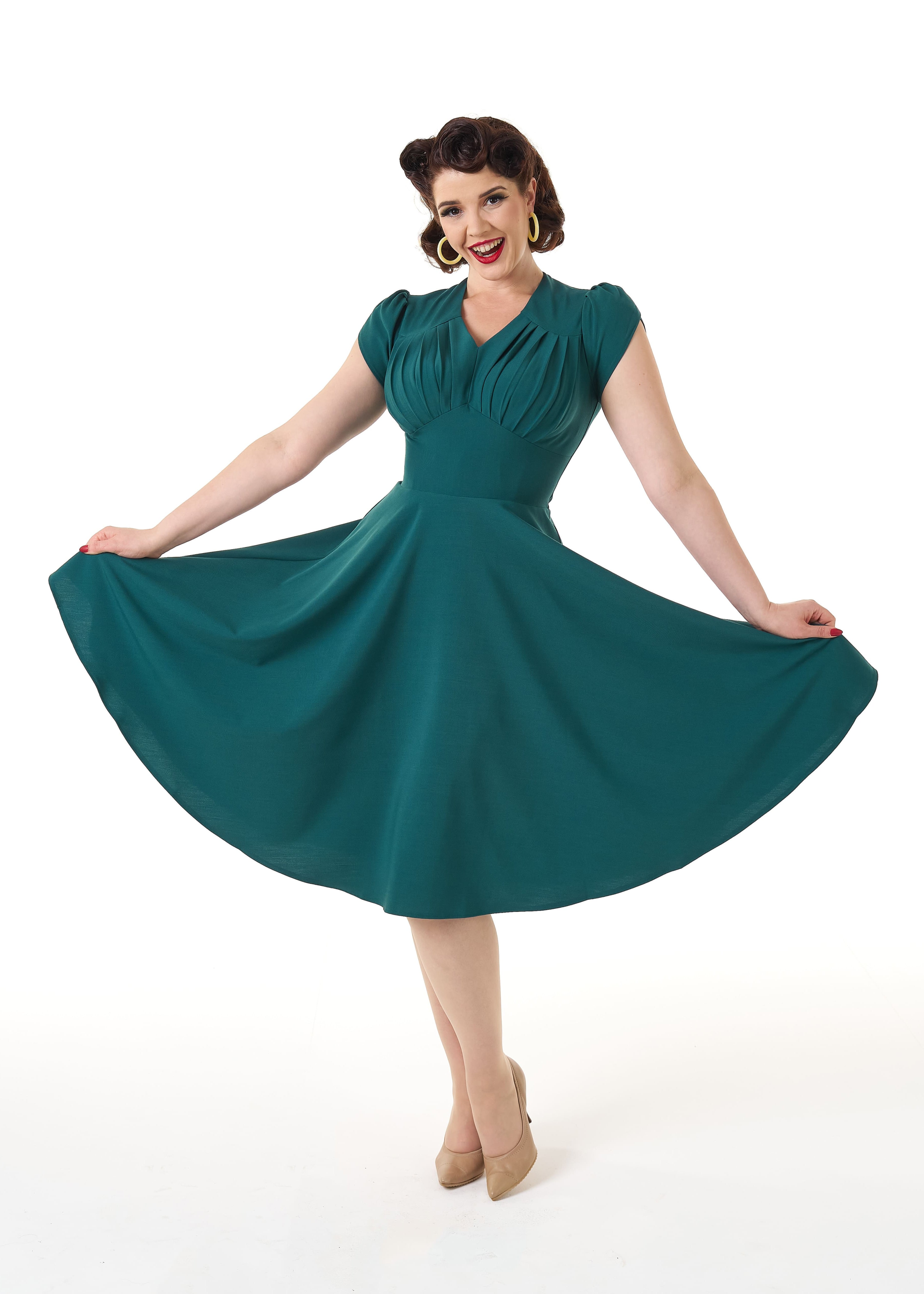 1950s Retro Swing Dress - Teal