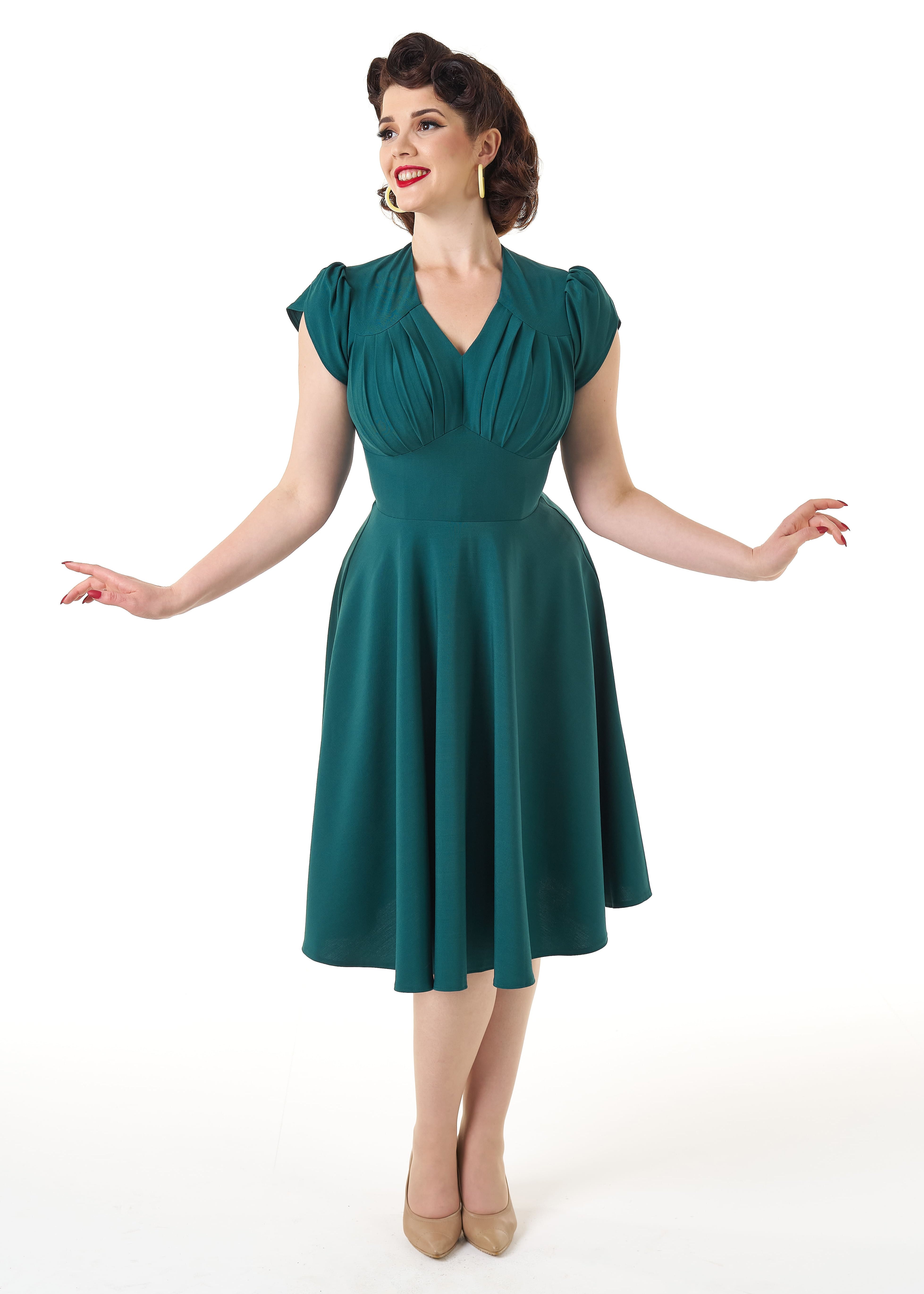 1950s Retro Swing Dress - Teal