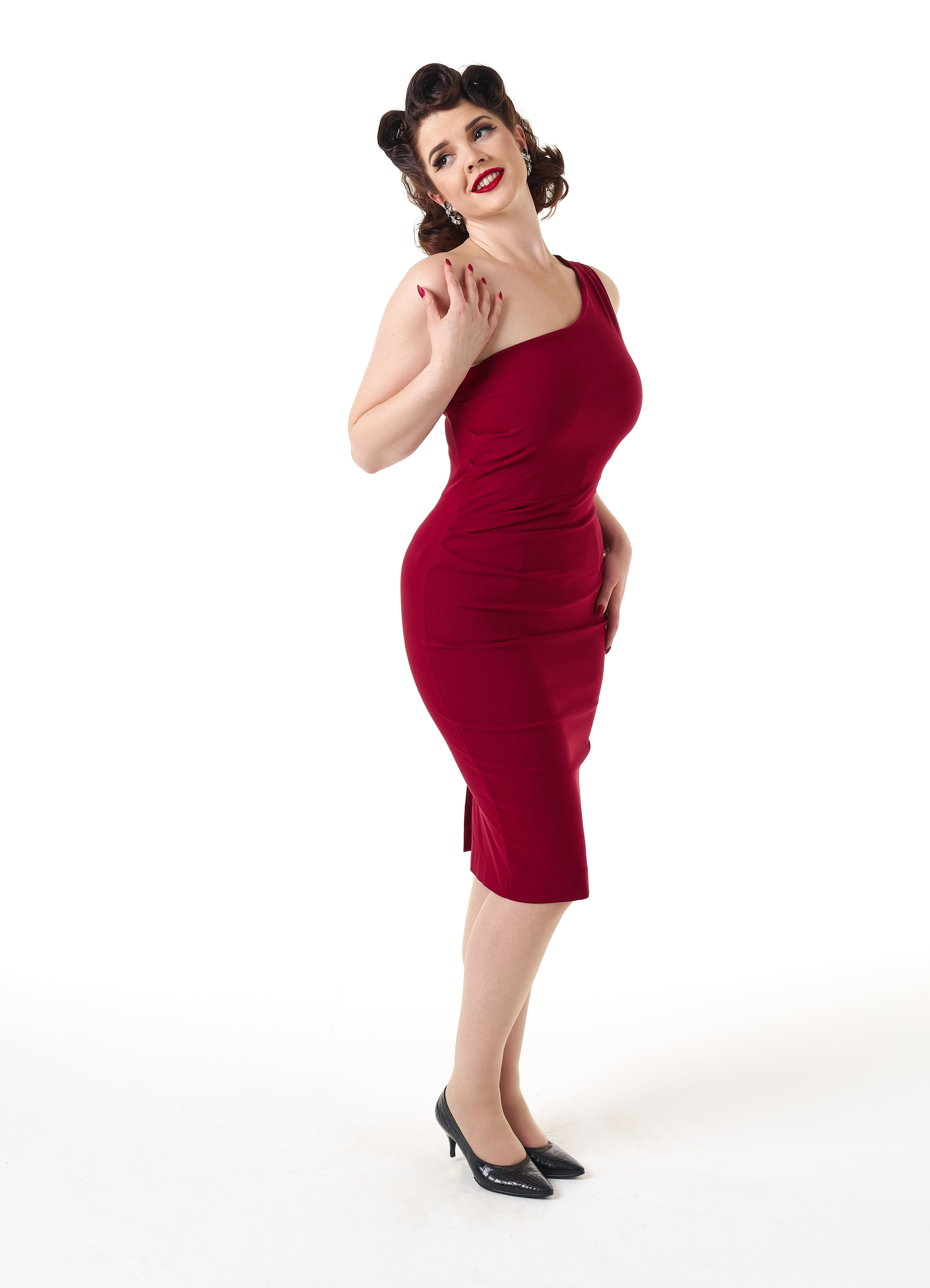 Norma Wiggle Dress in Wine Red