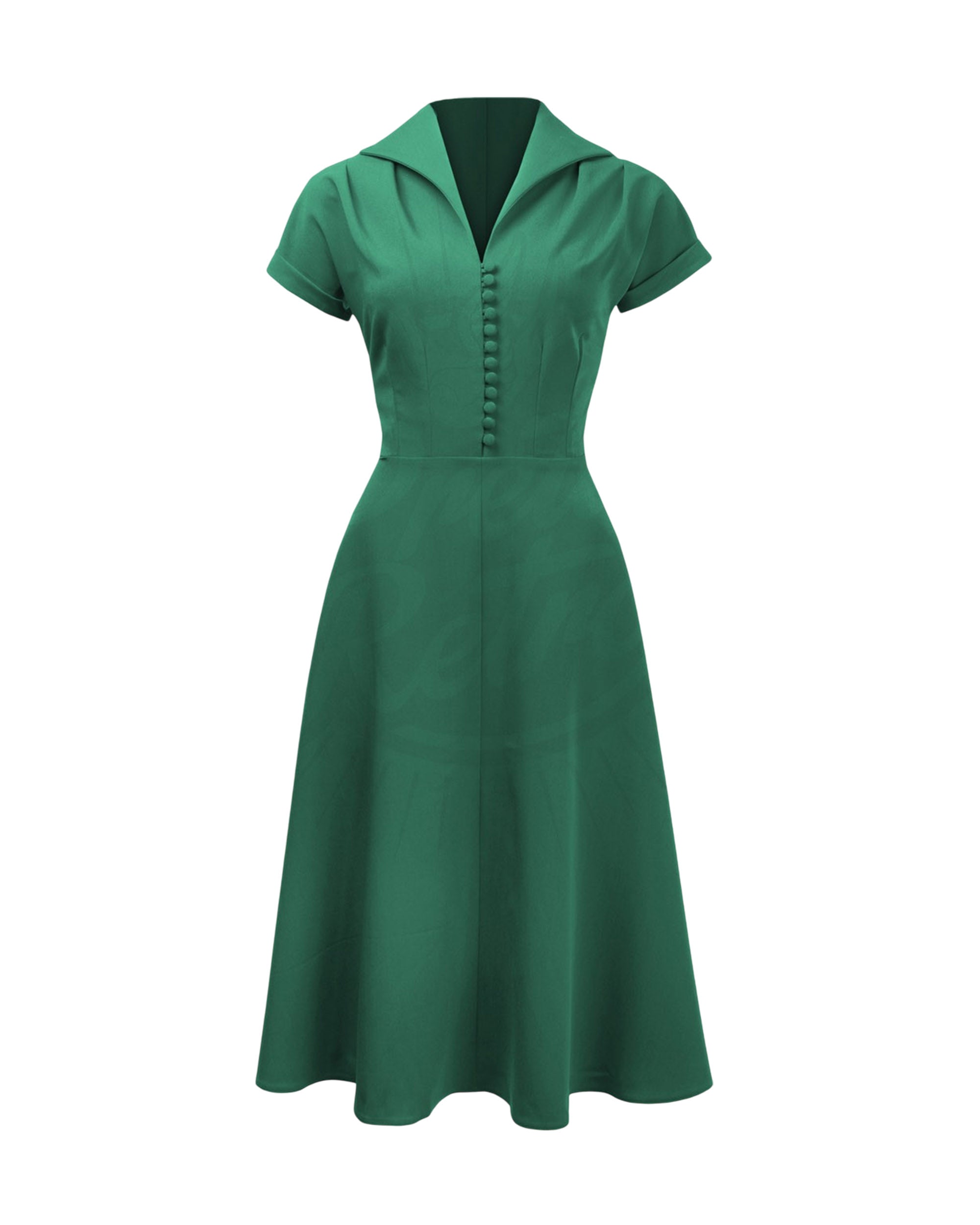 Pretty 40s Hostess Dress - Emerald