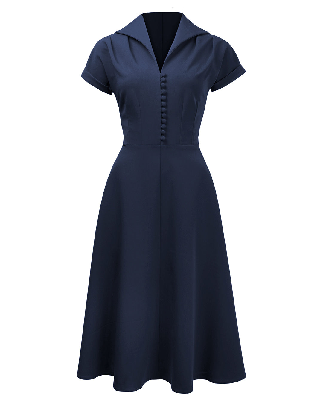 Pretty 40s Hostess Dress - Navy