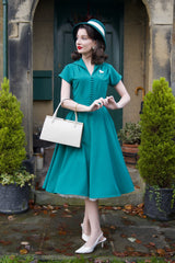1940s Hostess Dress - Emerald