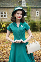 1940s Hostess Dress - Emerald
