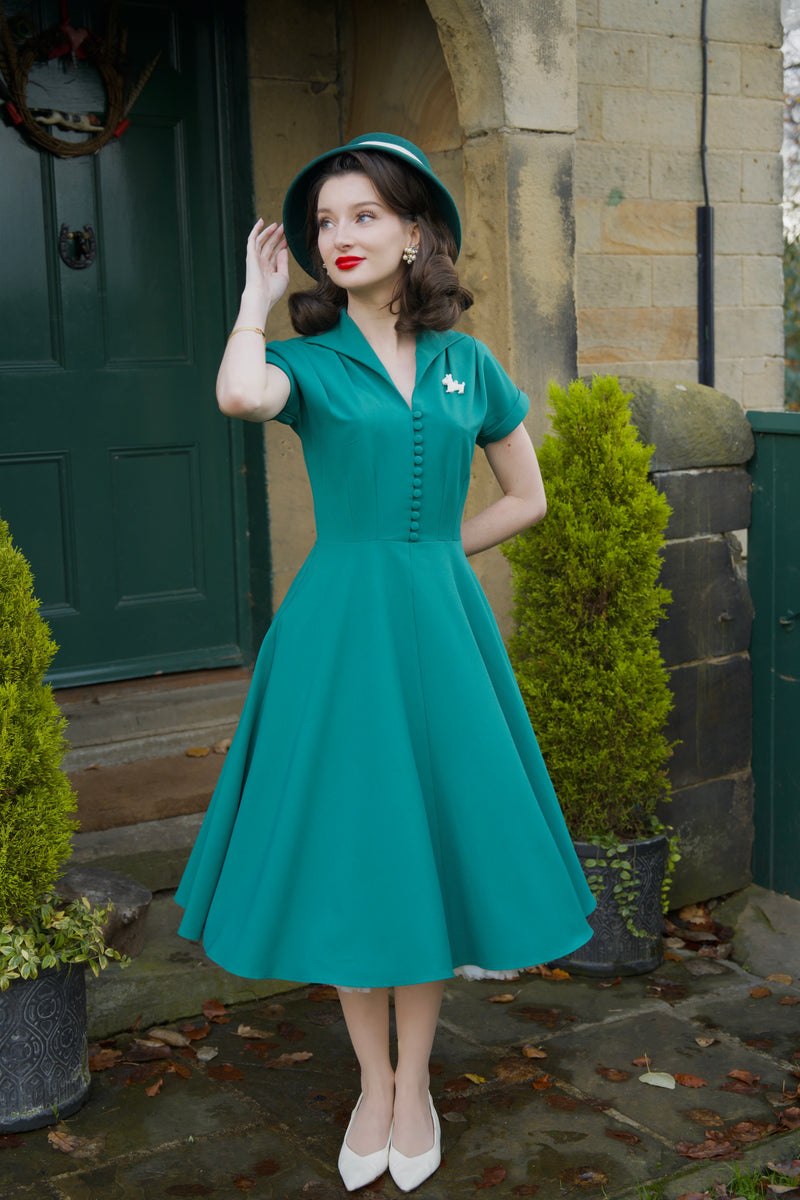 1940s Hostess Dress - Emerald