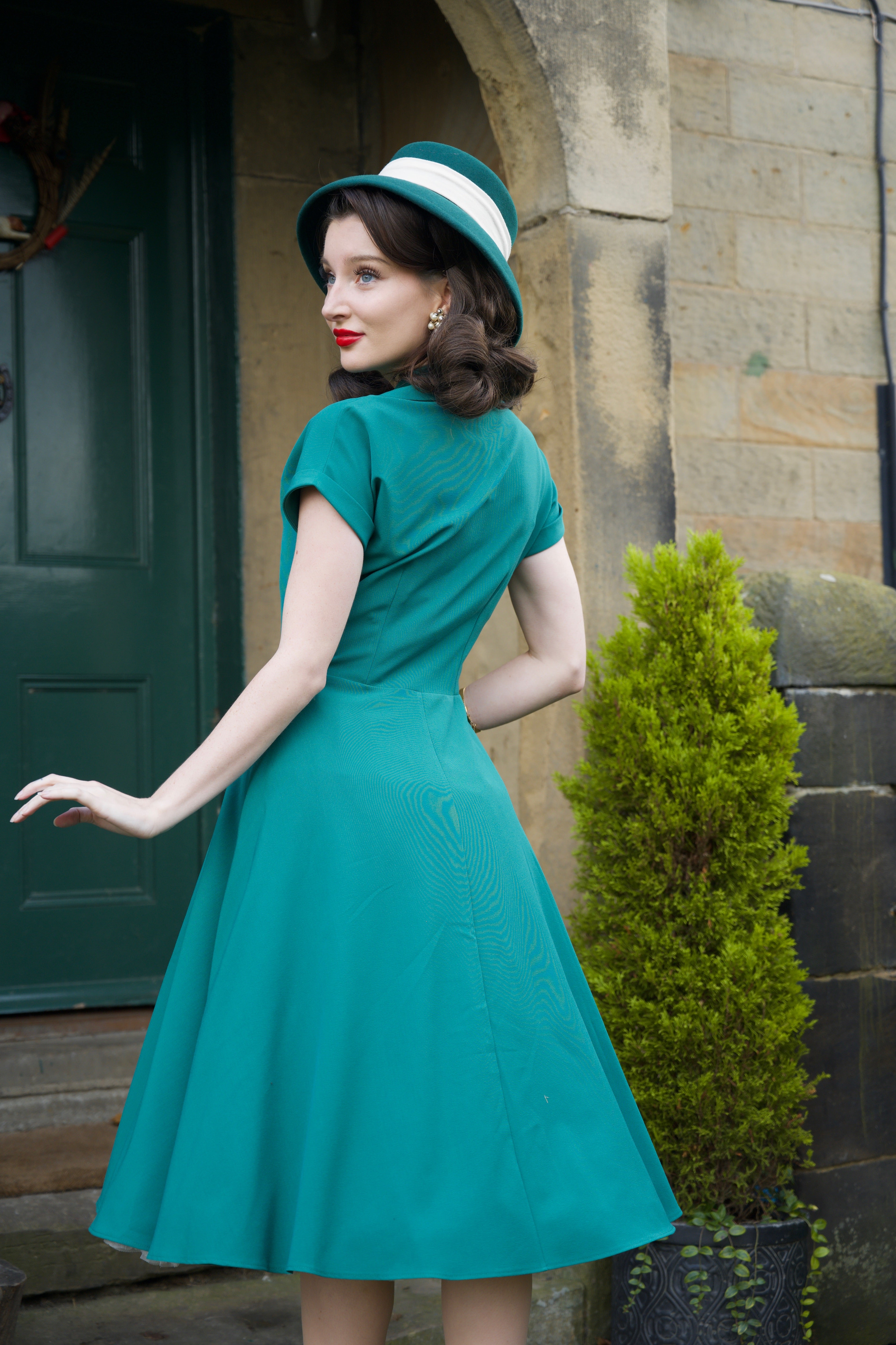 1940s Hostess Dress - Emerald