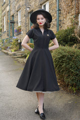 1940s Hostess Dress - Black