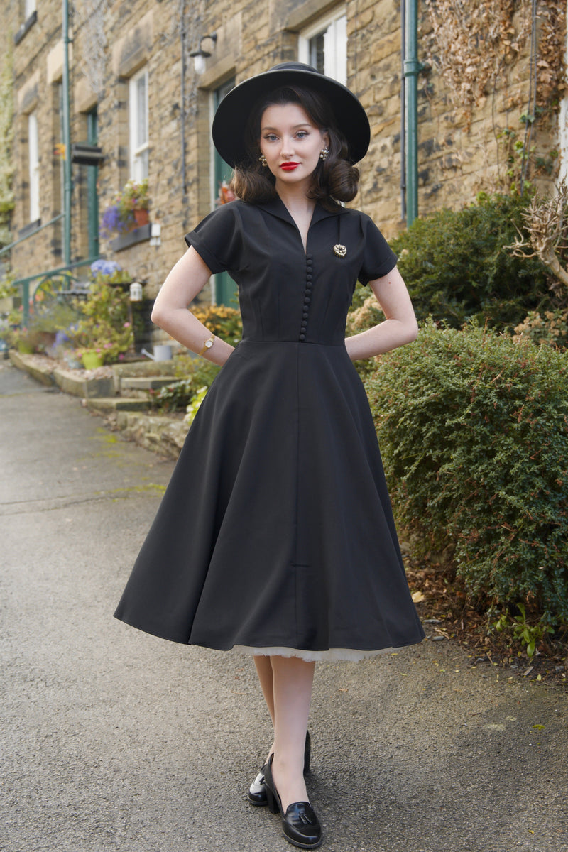 1940s Hostess Dress - Black