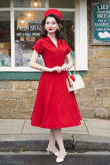 1940s Hostess Dress - Red