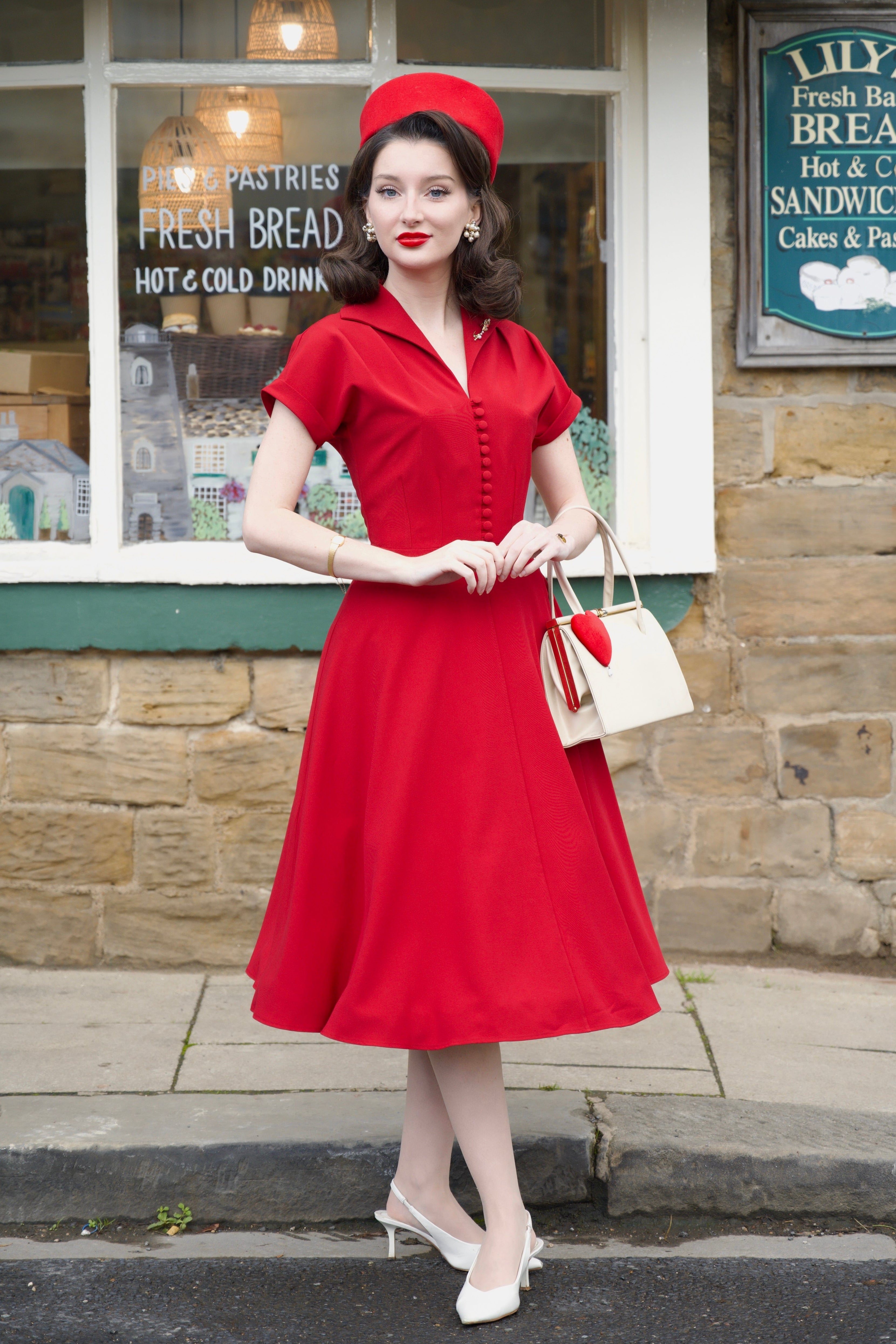 red 1940s dress Patti Dress in Lipstick Red | Vintage 1940s Women's Style | the Seamstress  of Bloomsbury