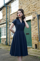 1940s Hostess Dress - Navy
