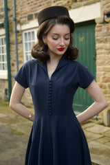 1940s Hostess Dress - Navy
