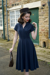 1940s Hostess Dress - Navy