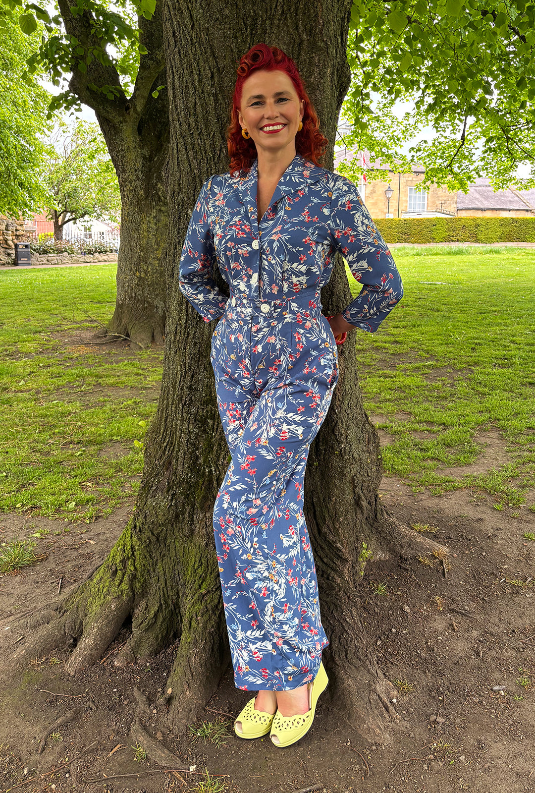 Pretty Retro Jumpsuit - Cornflower