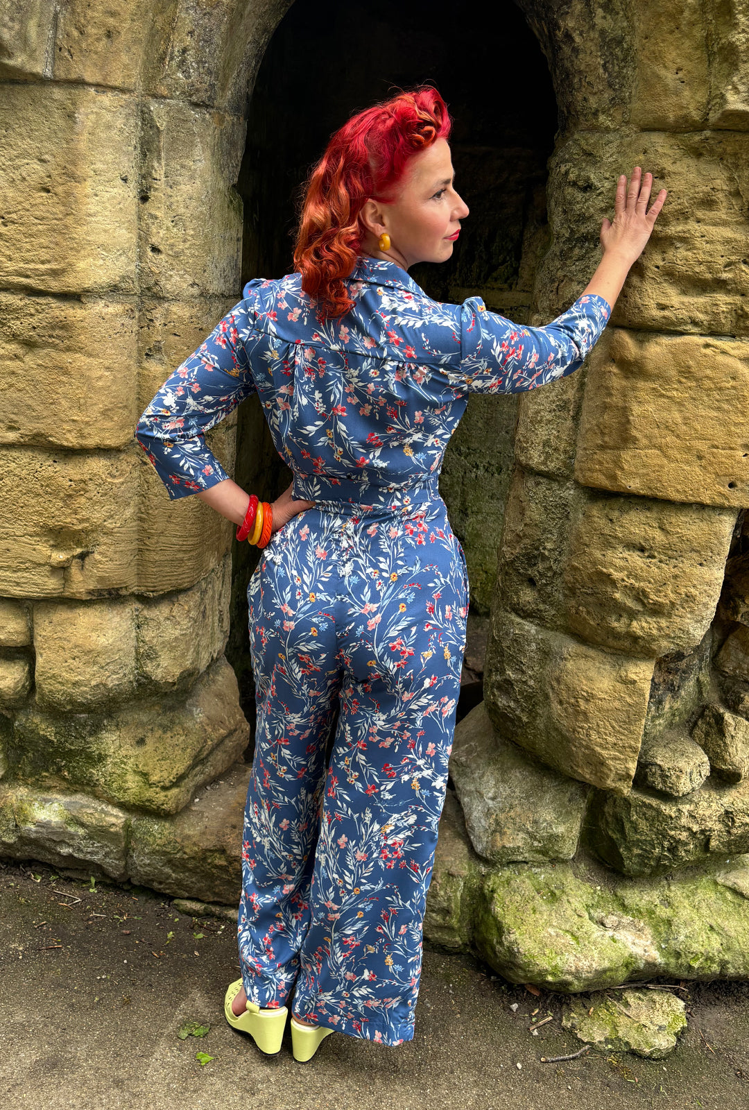 Pretty Retro Jumpsuit - Cornflower