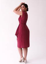 1940s Veronica Tea Dress - Wine Polka