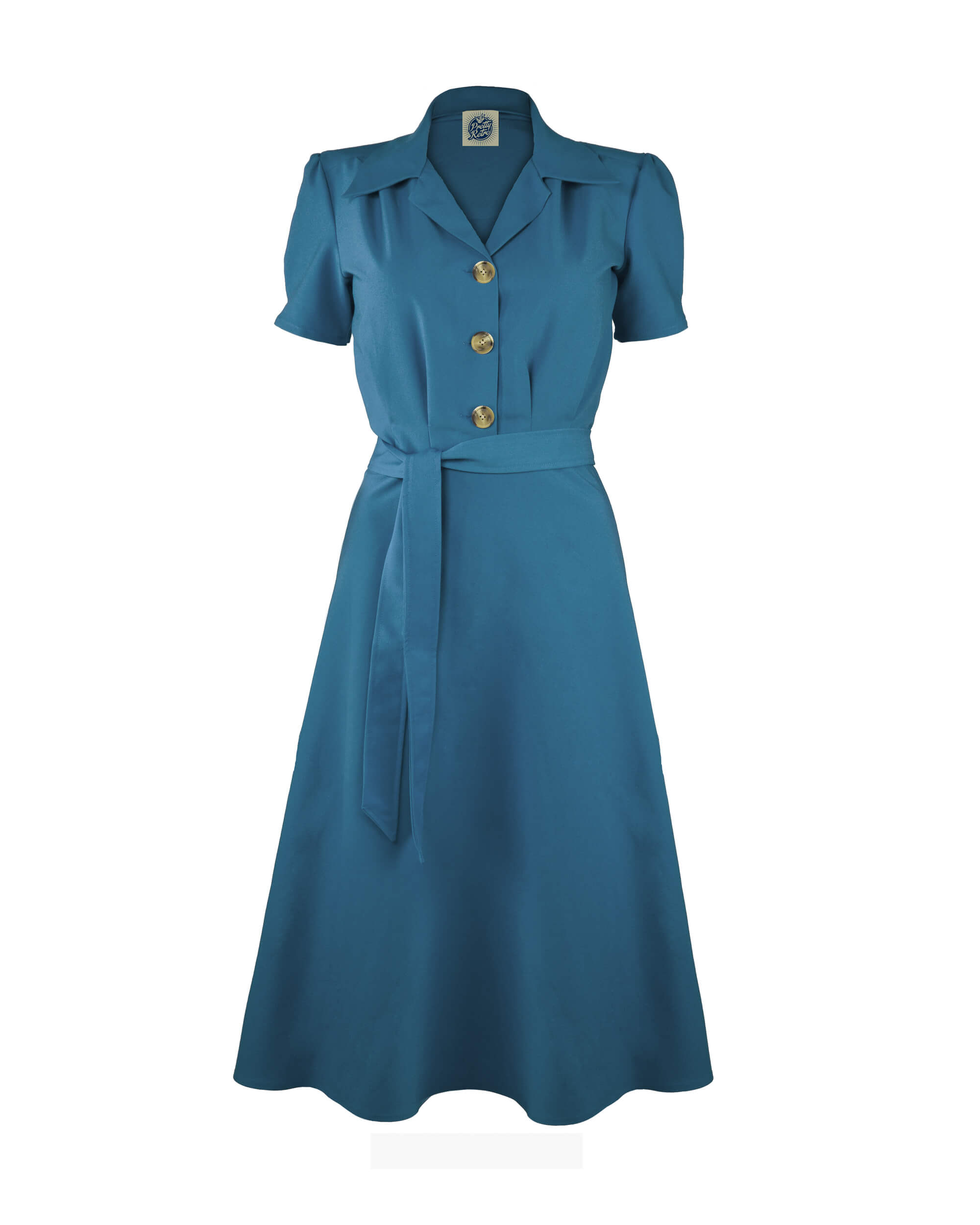 Pretty 40s Shirt Dress Petrol Blue – Pretty Retro