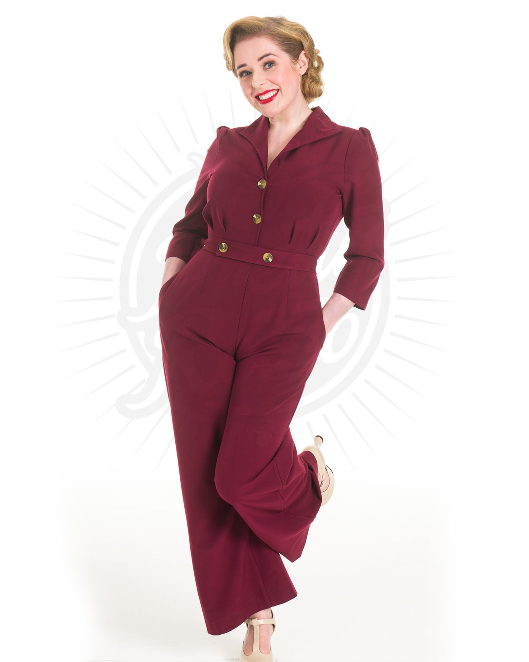 Retro Jumpsuit - Wine