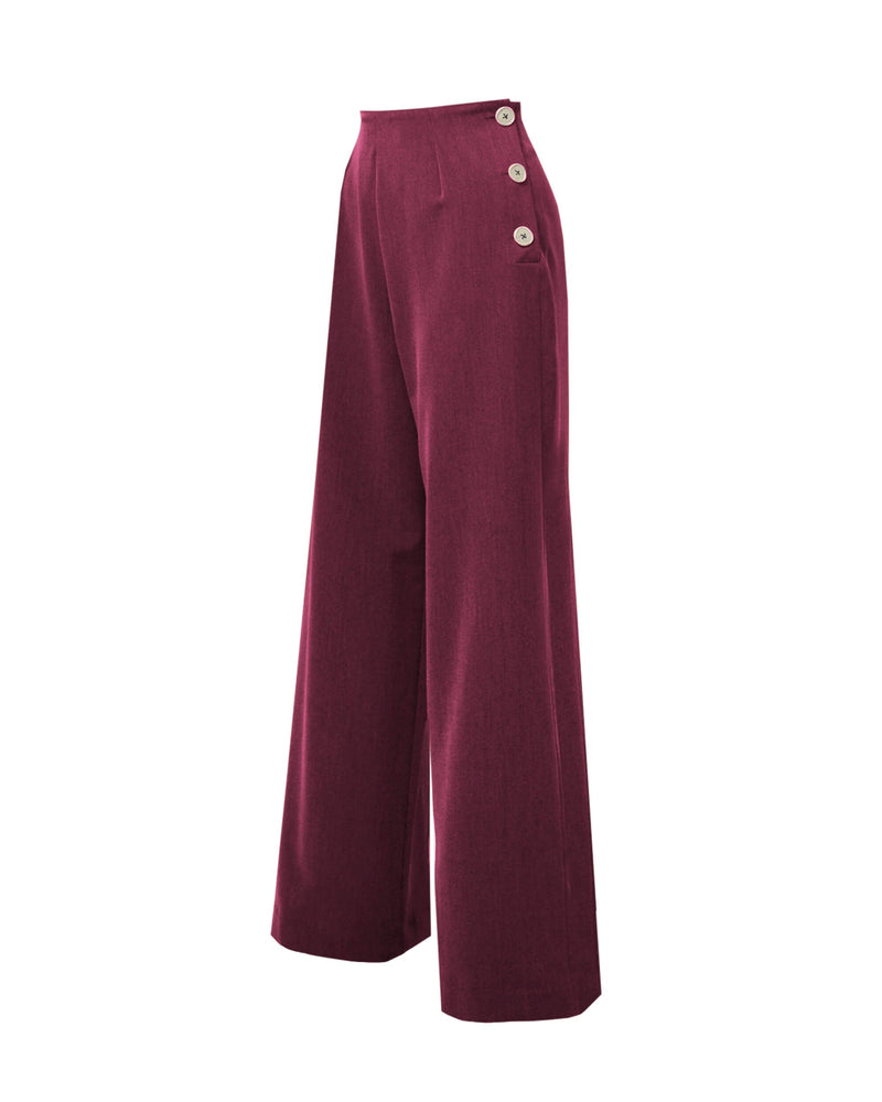 1940s Wide Leg Trousers - Wine