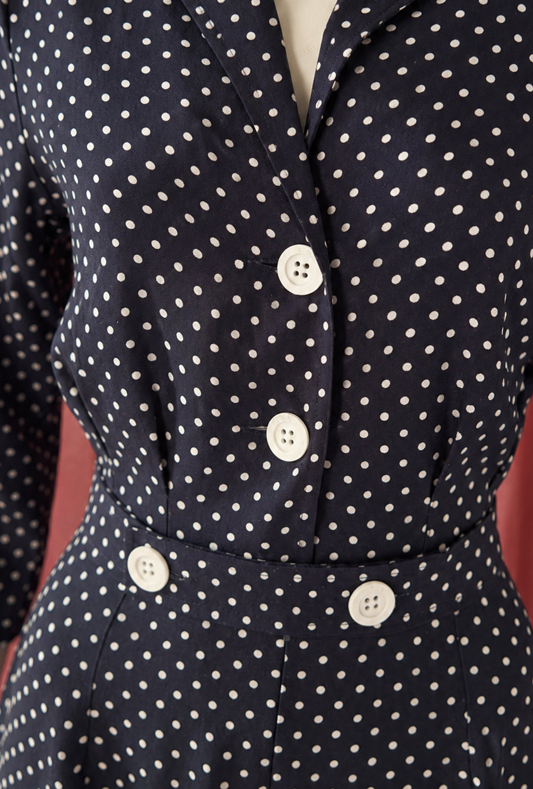 Pretty Retro Jumpsuit - Navy Polka