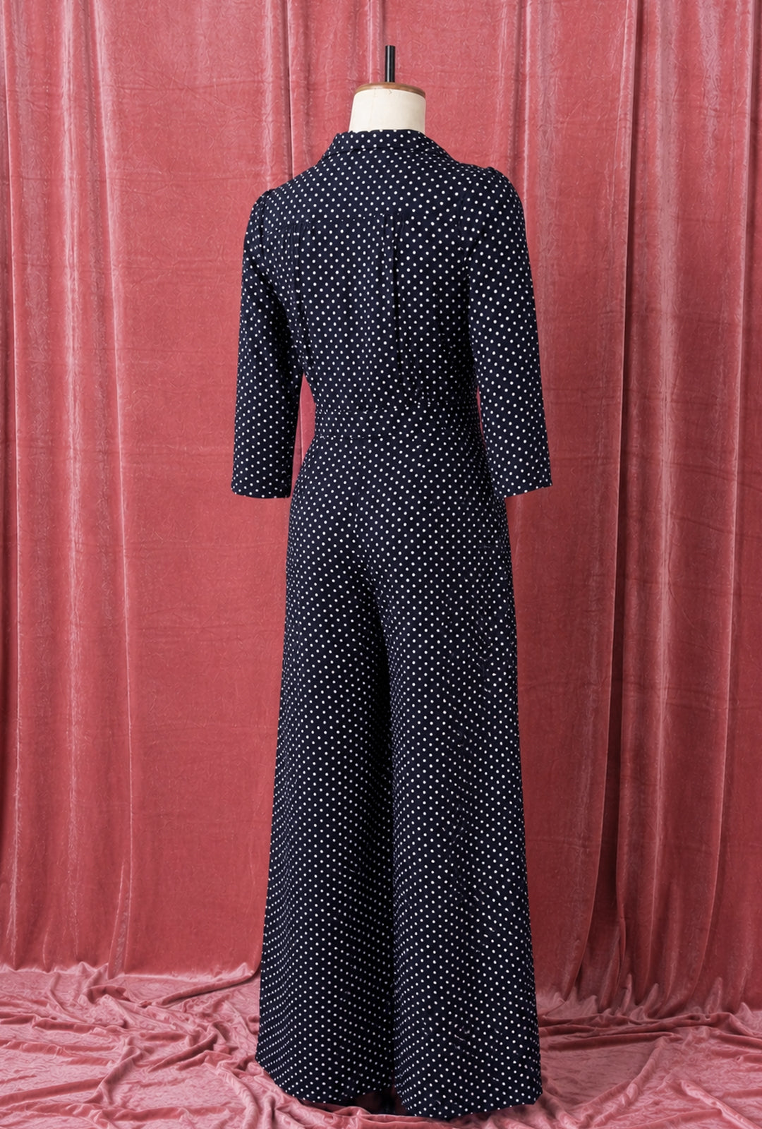 Pretty Retro Jumpsuit - Navy Polka