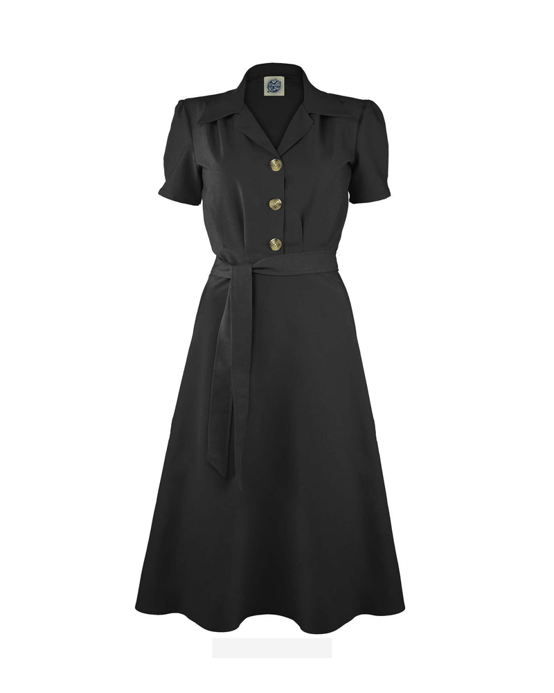 1940s Shirt Dress - Black