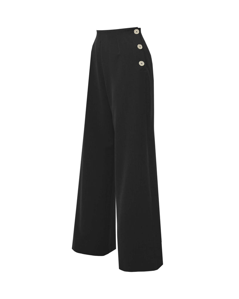 1940s Wide Leg Trousers - Black