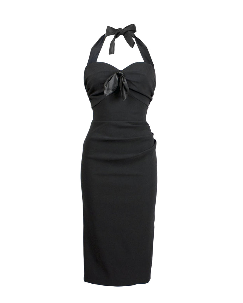 1950s Halter Wiggle Dress - Black