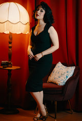 1940s Rita Wiggle Dress - Black