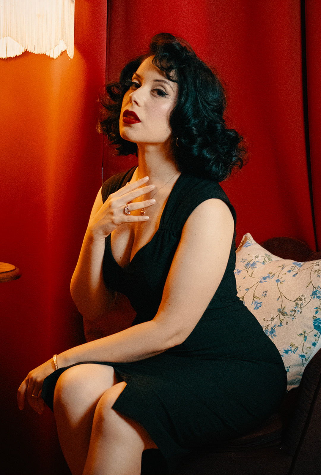 1940s Rita Wiggle Dress - Black