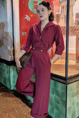 Pretty Retro Jumpsuit - Wine