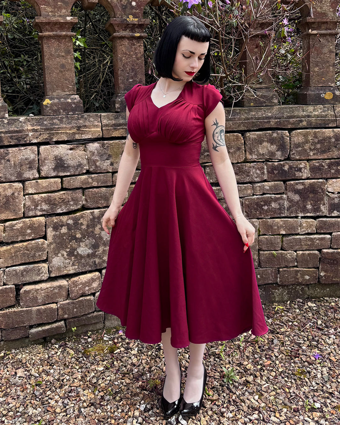 1950s Swing Dress - Wine