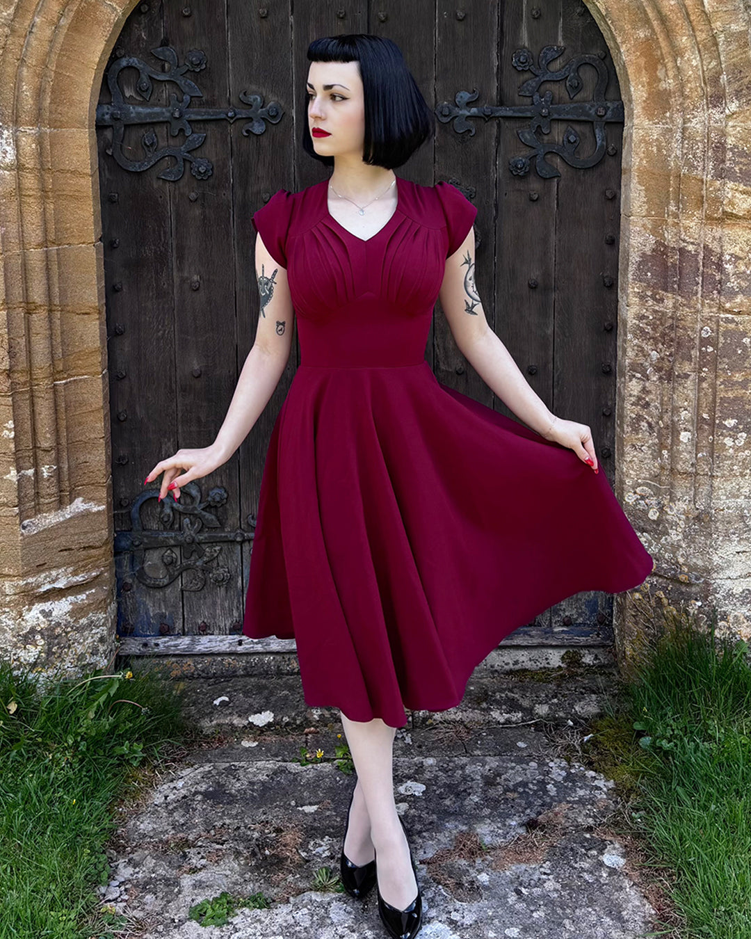 1950s Swing Dress - Wine