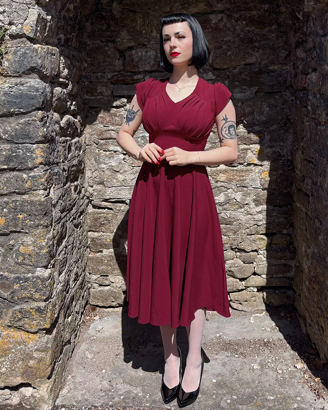 1950s Swing Dress - Wine