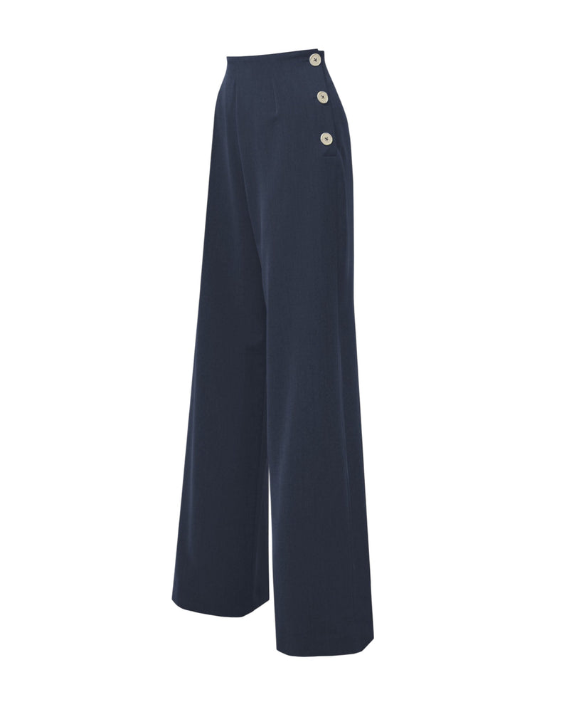 1940s Wide Leg Trousers - Navy