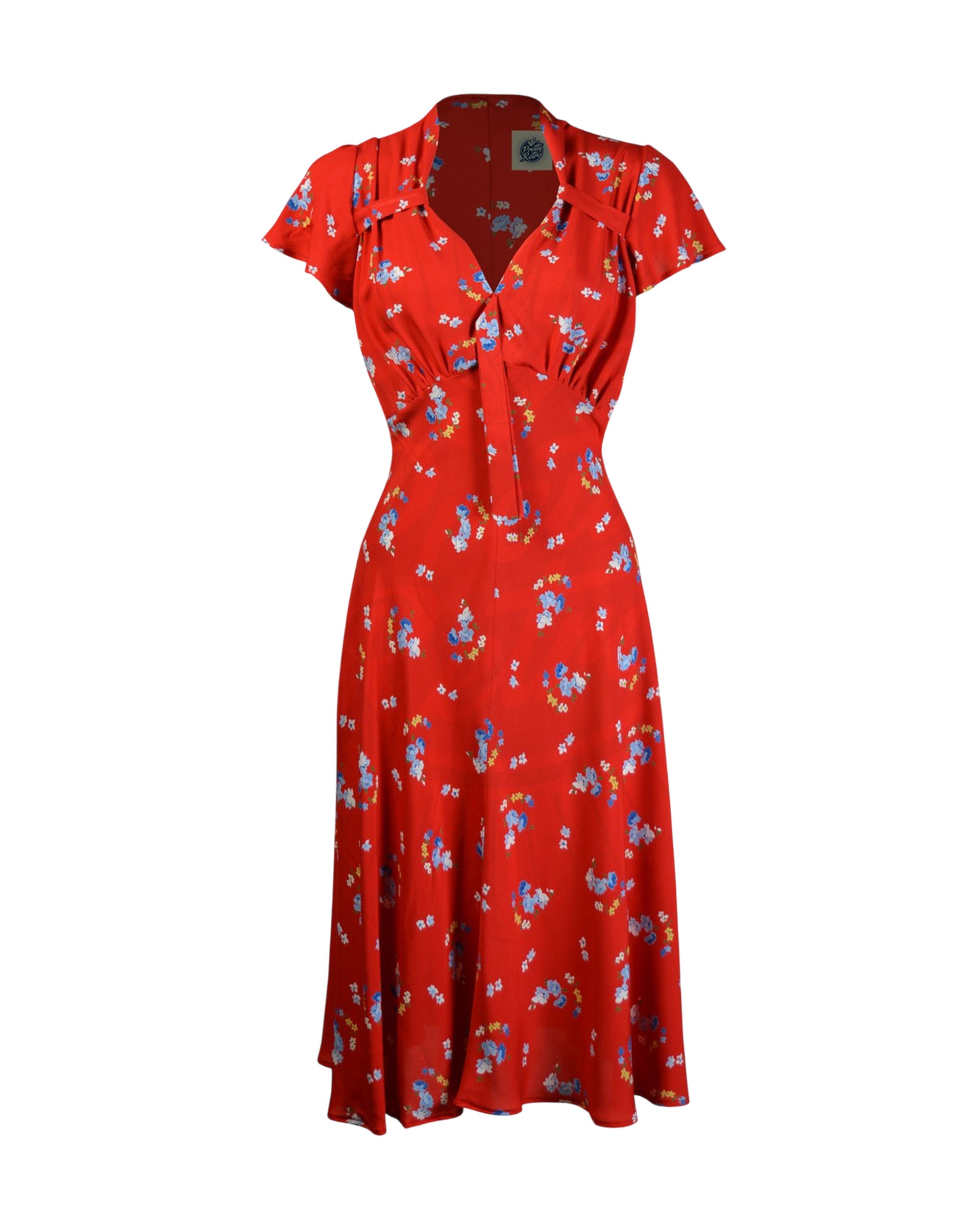 Pretty 40s Tea Dress Red Floral – Pretty Retro - Main Image