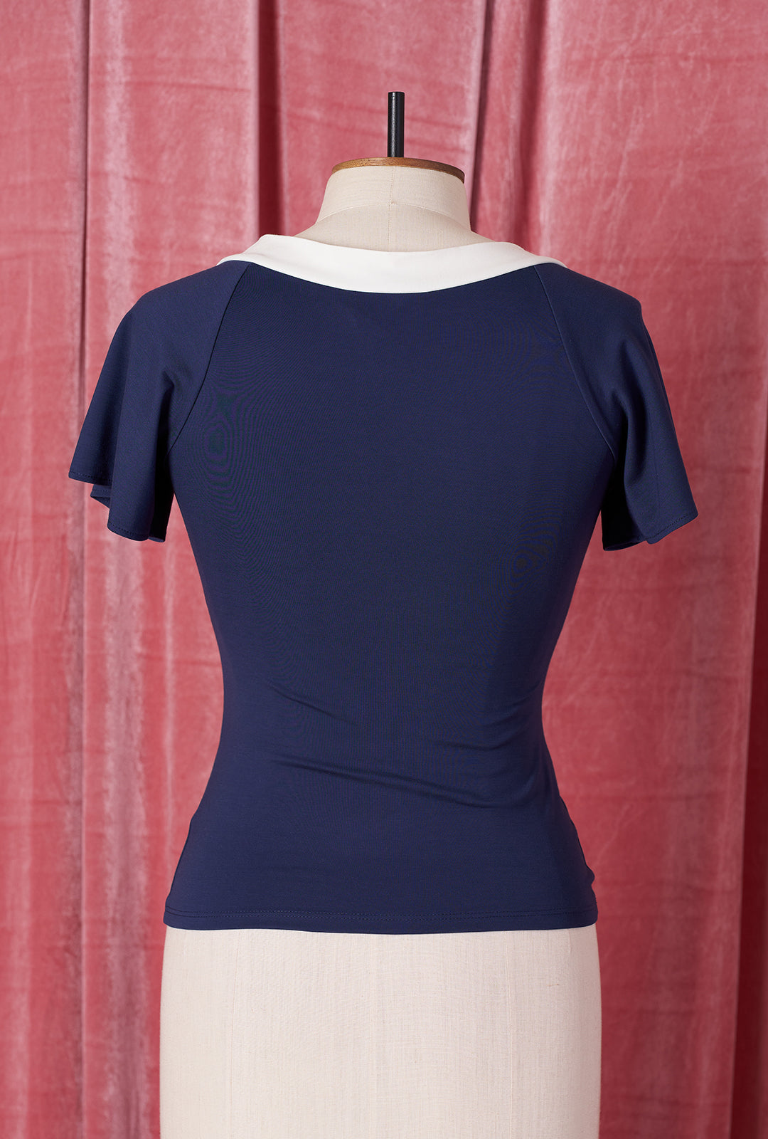 1940s Tie Top - Navy and Ivory
