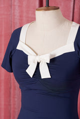 1940s Tie Top - Navy and Ivory