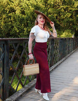 1940s Wide Leg Trousers - Wine