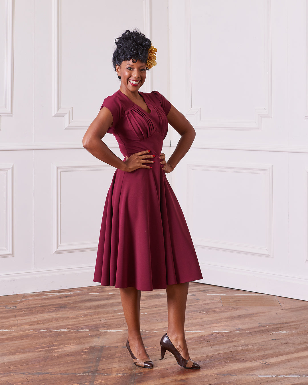 1950s Swing Dress - Wine